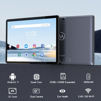 VASOUN M30 Tablet PC, 10.1 inch, 3GB+32GB, Android 11 RK3566 Quad Core CPU, Support Dual Band WiFi / Bluetooth, Global Version with Google Play, US Plug(Dark Gray) - 10.1 inch by VASOUN | Online Shopping South Africa | PMC Jewellery
