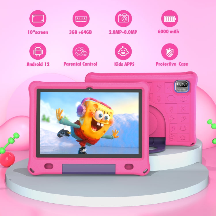 Pritom B10K Kids Tablet PC, 10.1 inch, 3GB+64GB, Android 12 RK3562 Quad Core CPU, Support 2.4G WiFi / BT 4.0, Global Version with Google Play (Rose Red) -  by PRITOM | Online Shopping South Africa | PMC Jewellery | Buy Now Pay Later Mobicred